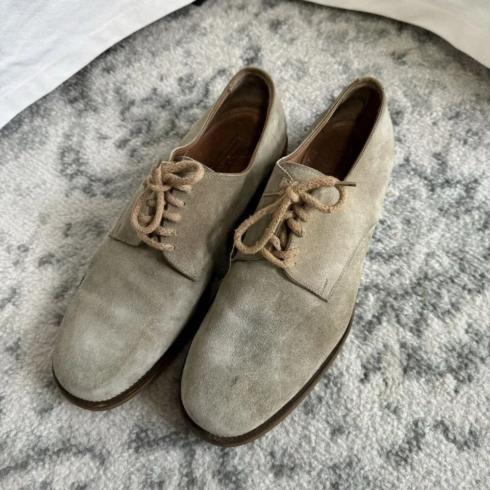 Franceschetti Tan Suede Leather Oxford Shoes 44 Handmade For Barneys NY Brown